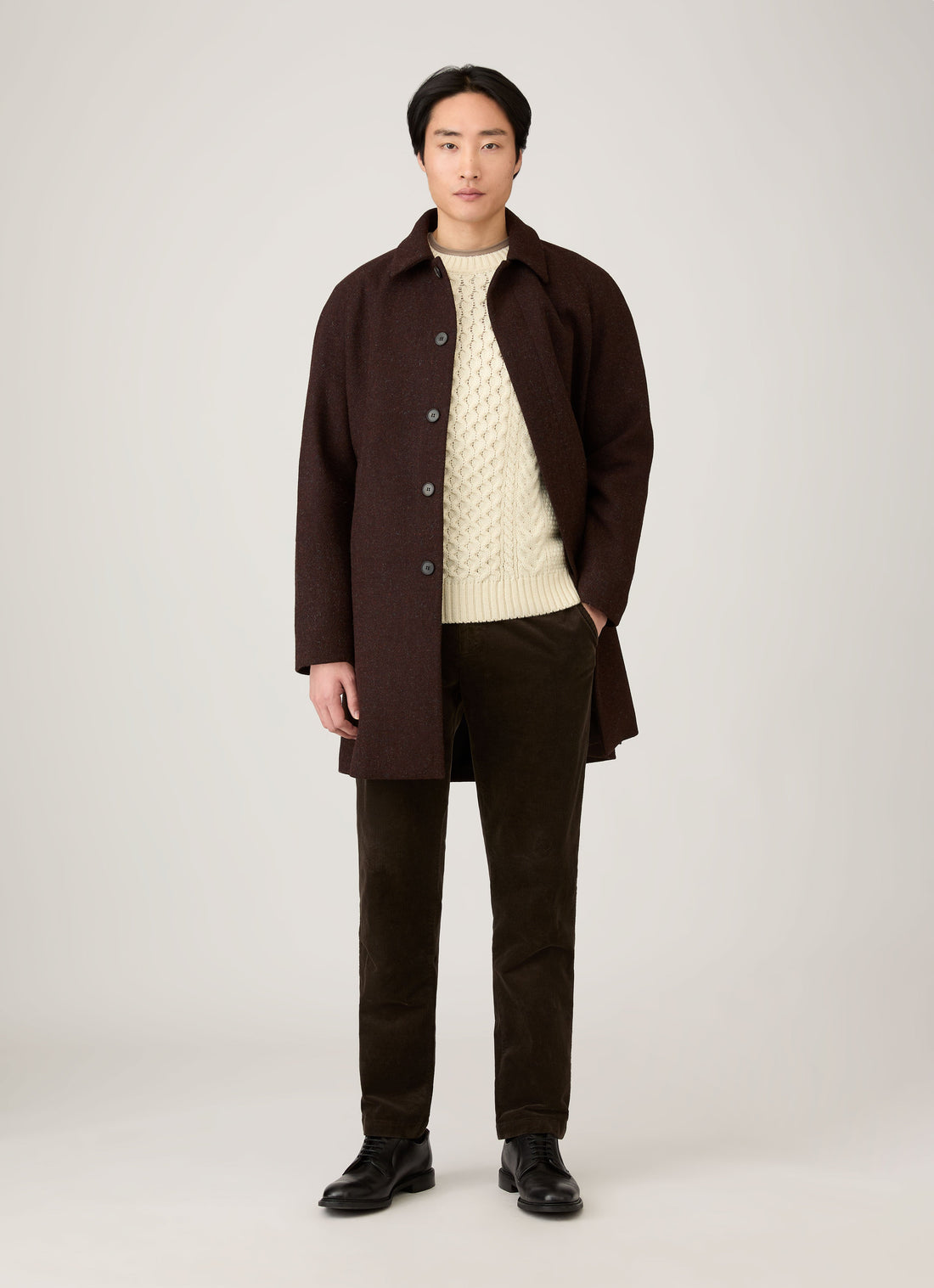 Men's Cable Knit Jumper in Ecru