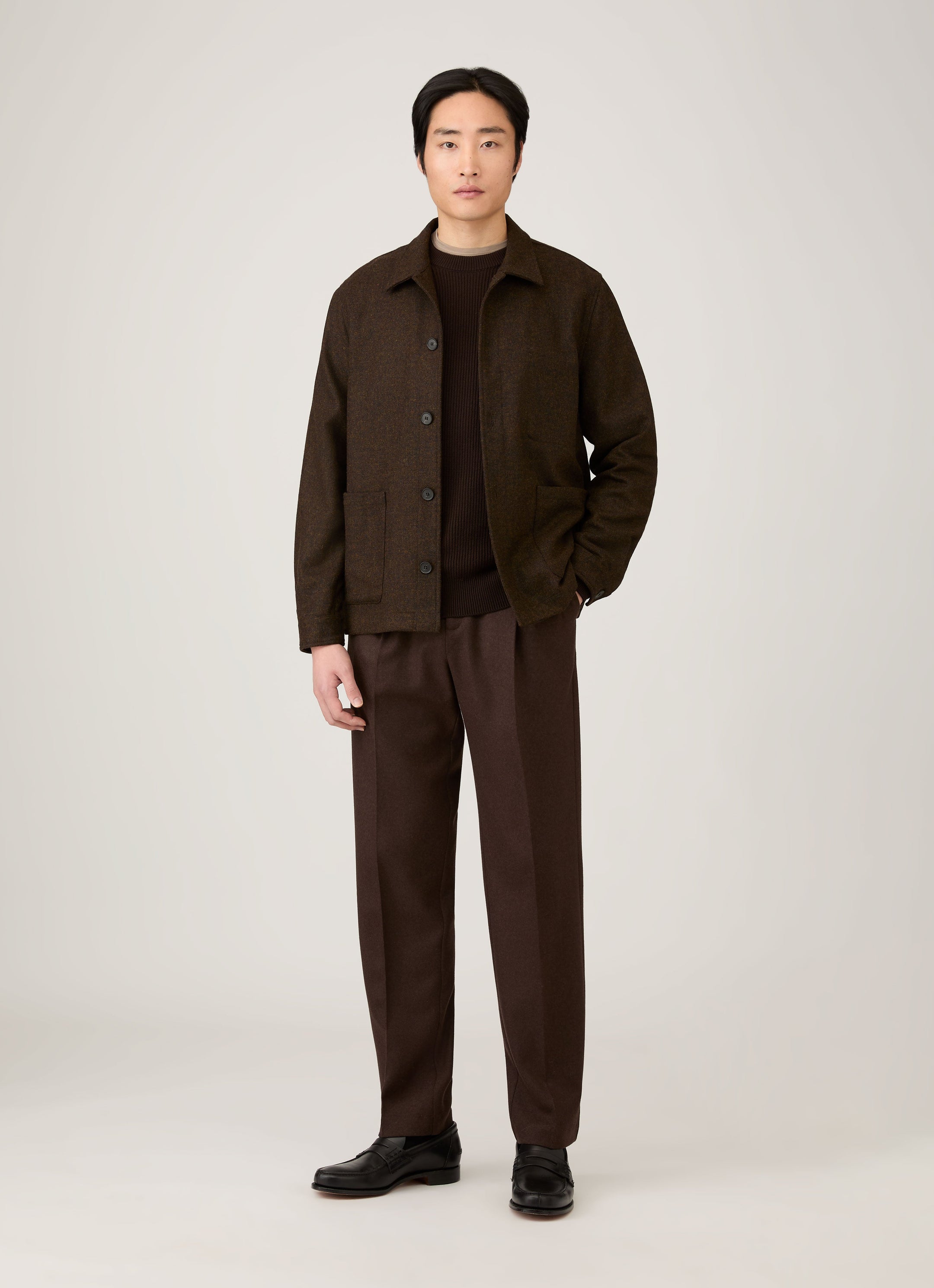 Men's Ribbed Jumper in Truffle