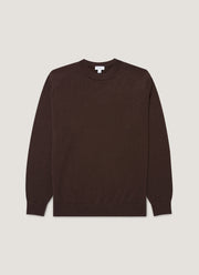 Men's Cashmere Crew Neck Jumper in Truffle