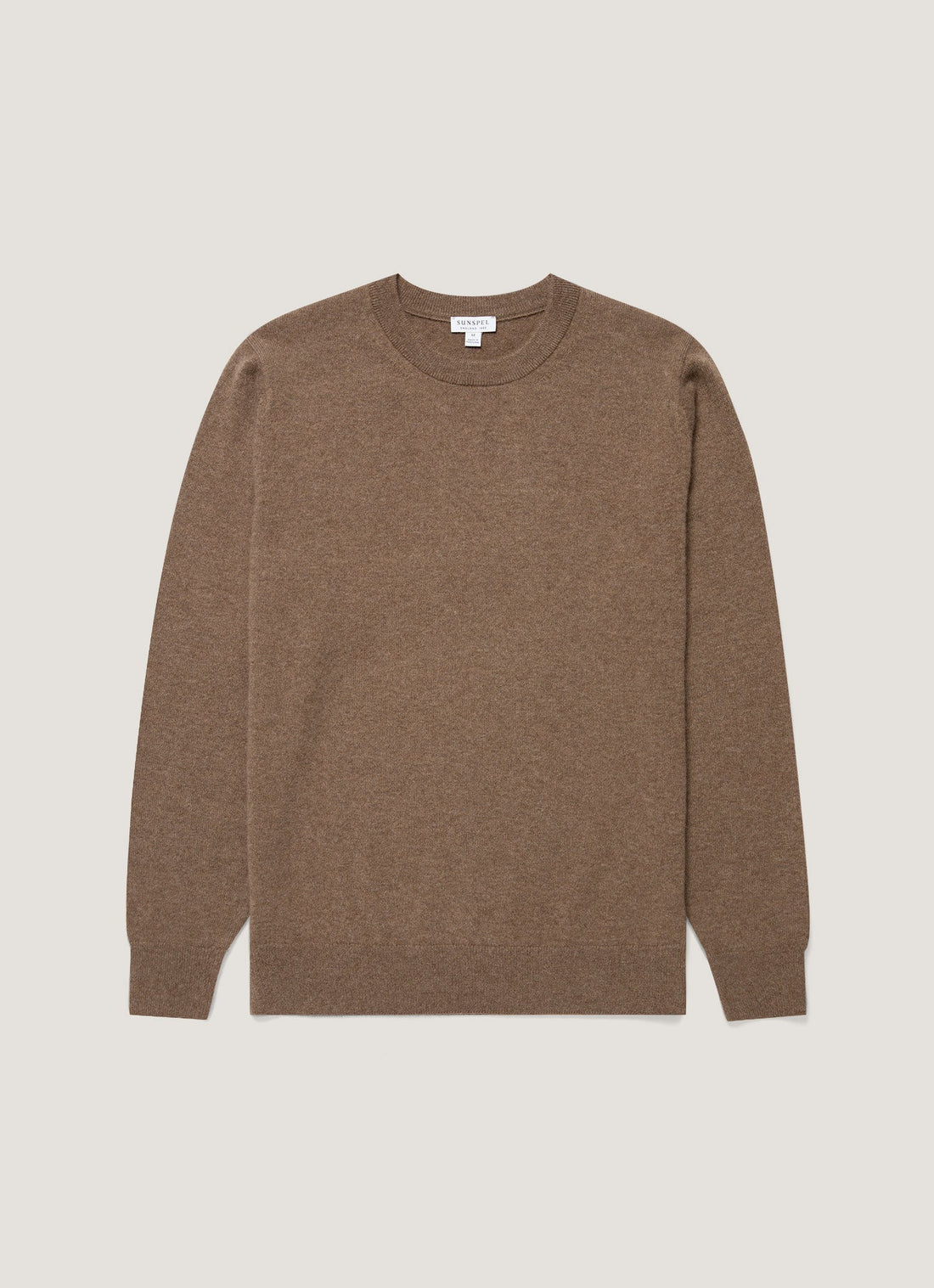 Men's Cashmere Crew Neck Jumper in Taupe