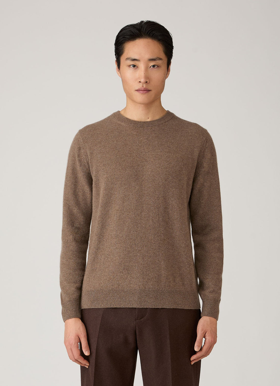 Men's Cashmere Crew Neck Jumper in Taupe