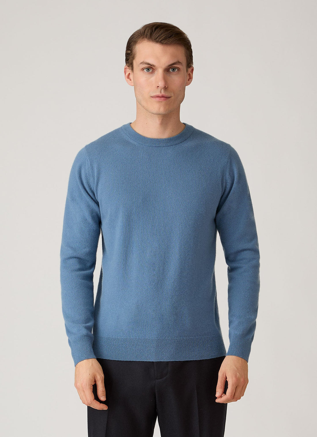 Men's Cashmere Crew Neck Jumper in Powder Blue