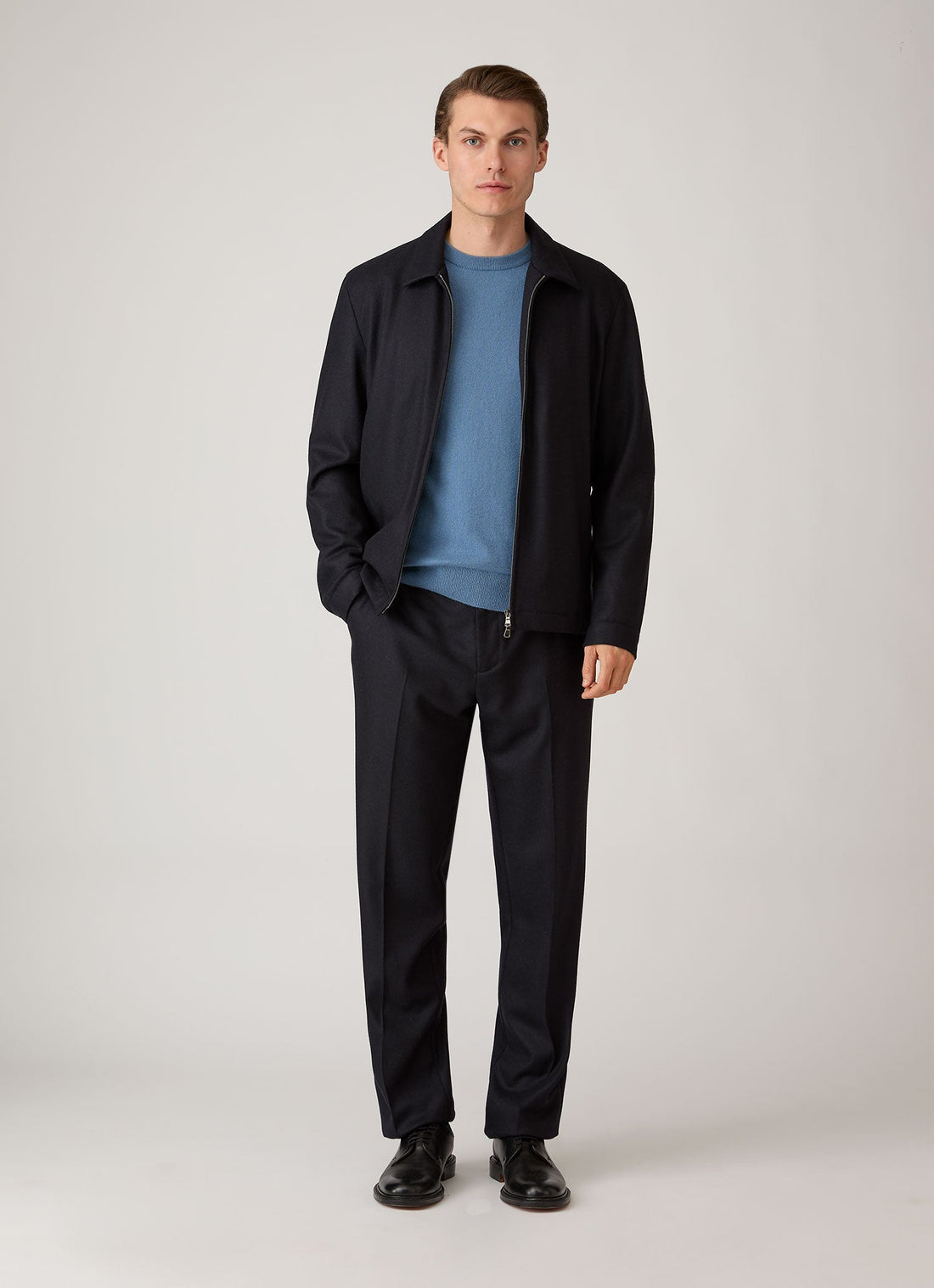 Men's Cashmere Crew Neck Jumper in Powder Blue
