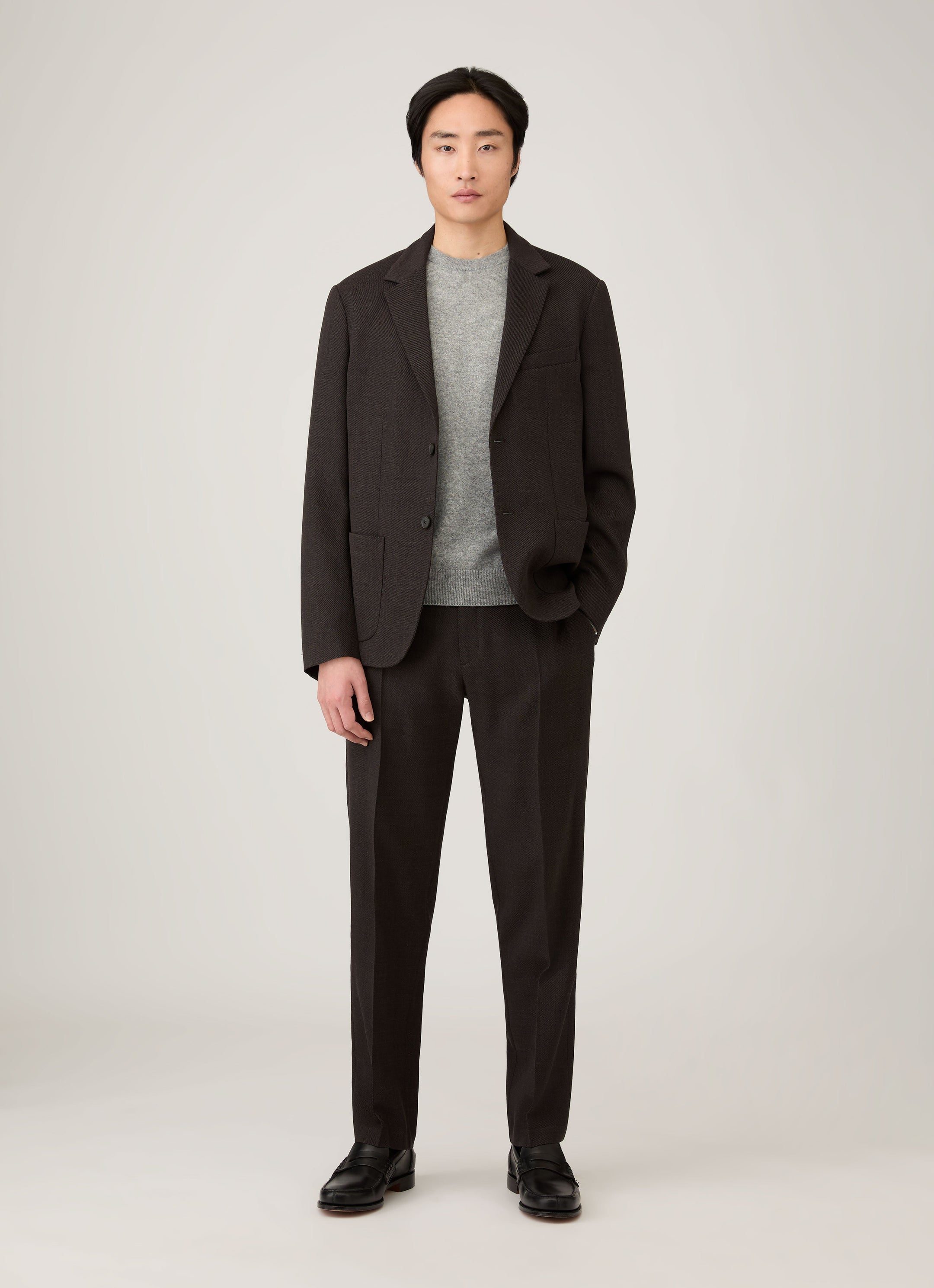 Men's Cashmere Crew Neck Jumper in Grey Melange