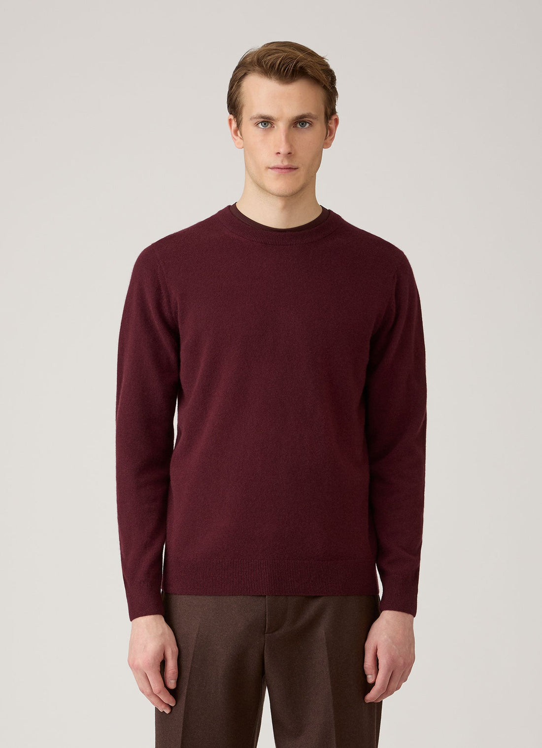 Men's Cashmere Crew Neck Jumper in Bakelite