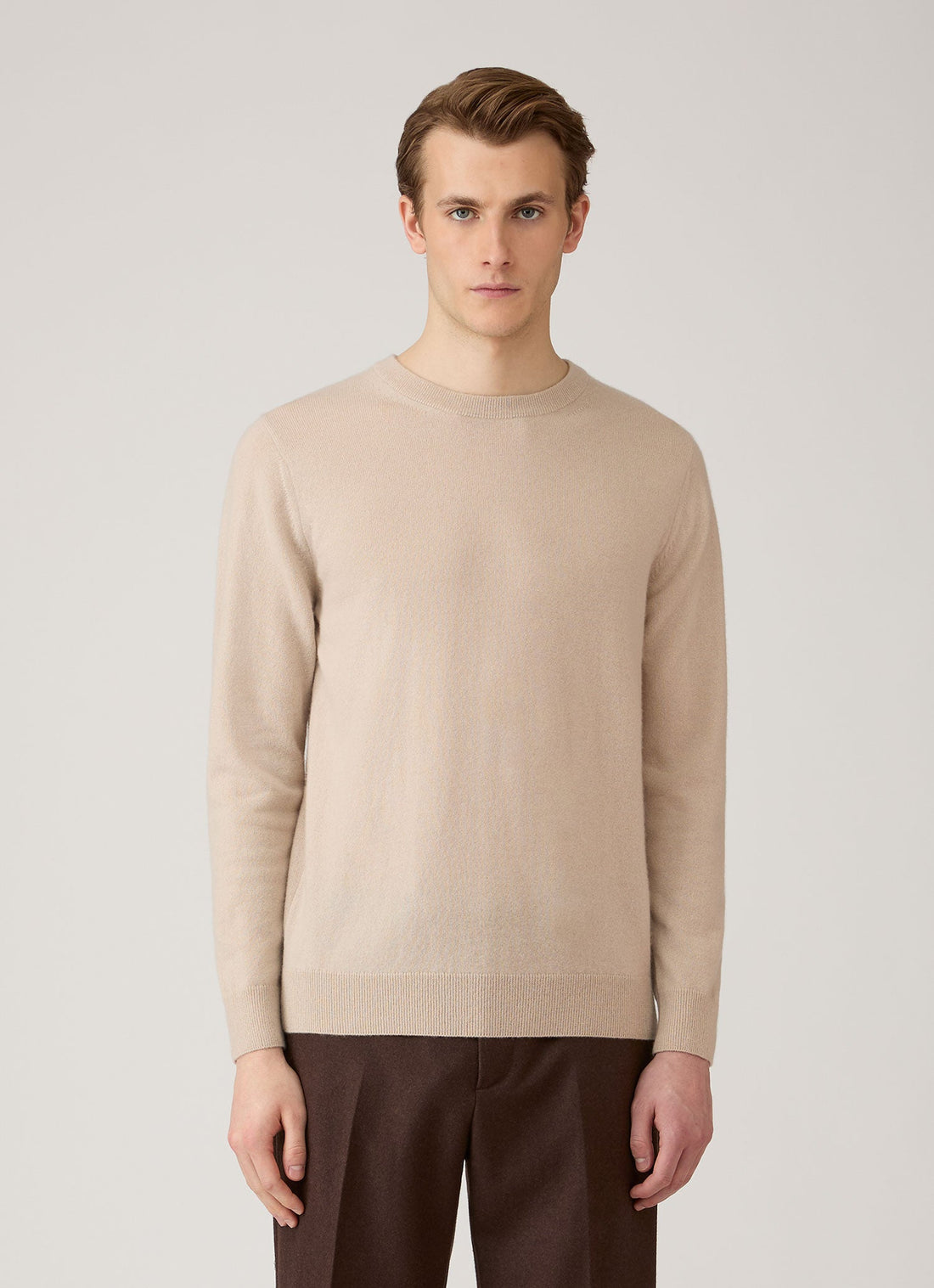 Men's Cashmere Crew Neck Jumper in Swansdown