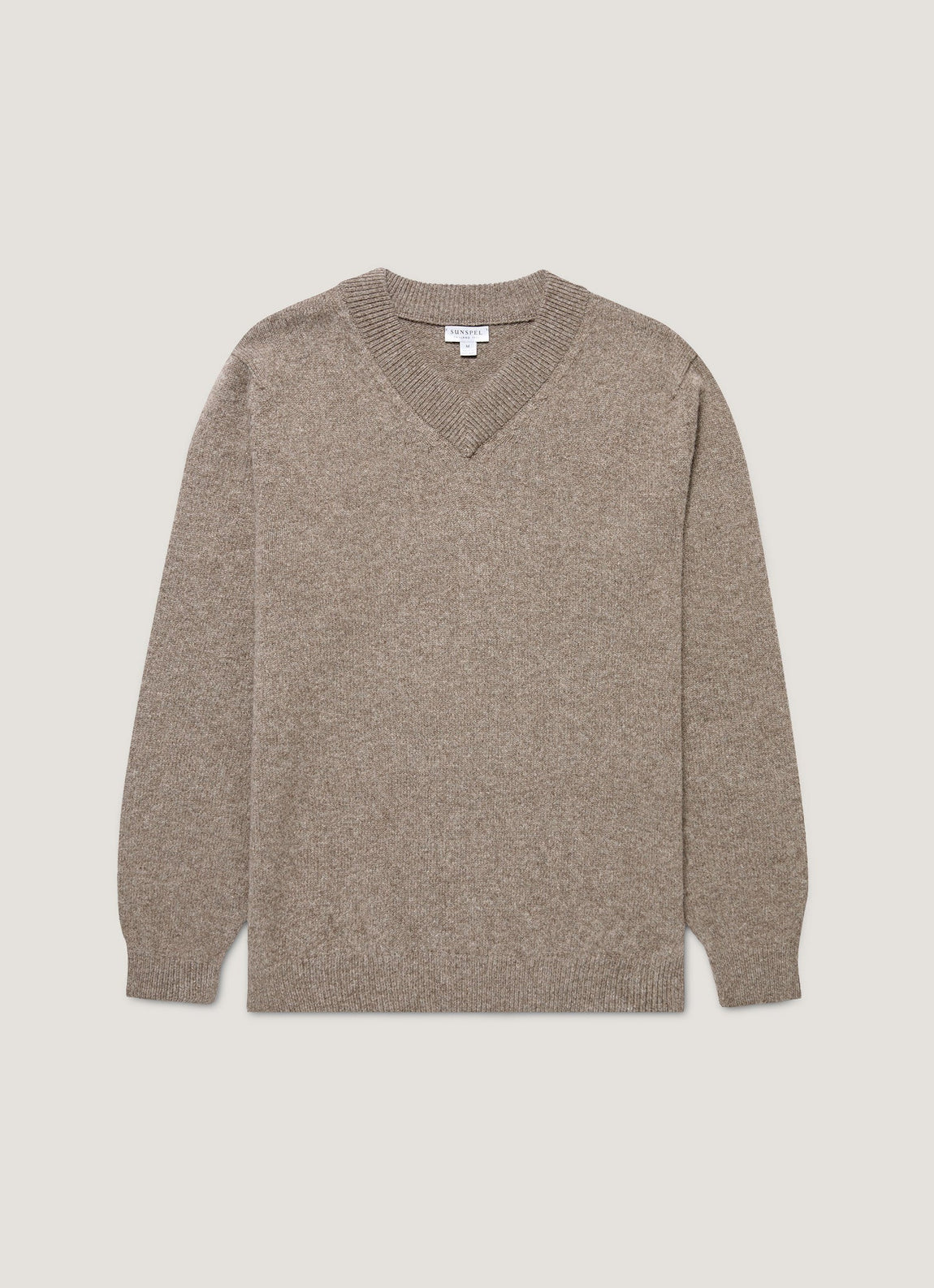 Men's Lambswool V-neck Jumper in Bark
