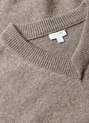 Men's Lambswool V-neck Jumper in Bark