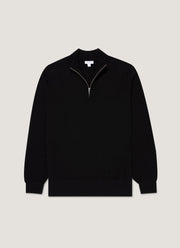 Men's Cashmere Half Zip Jumper in Black