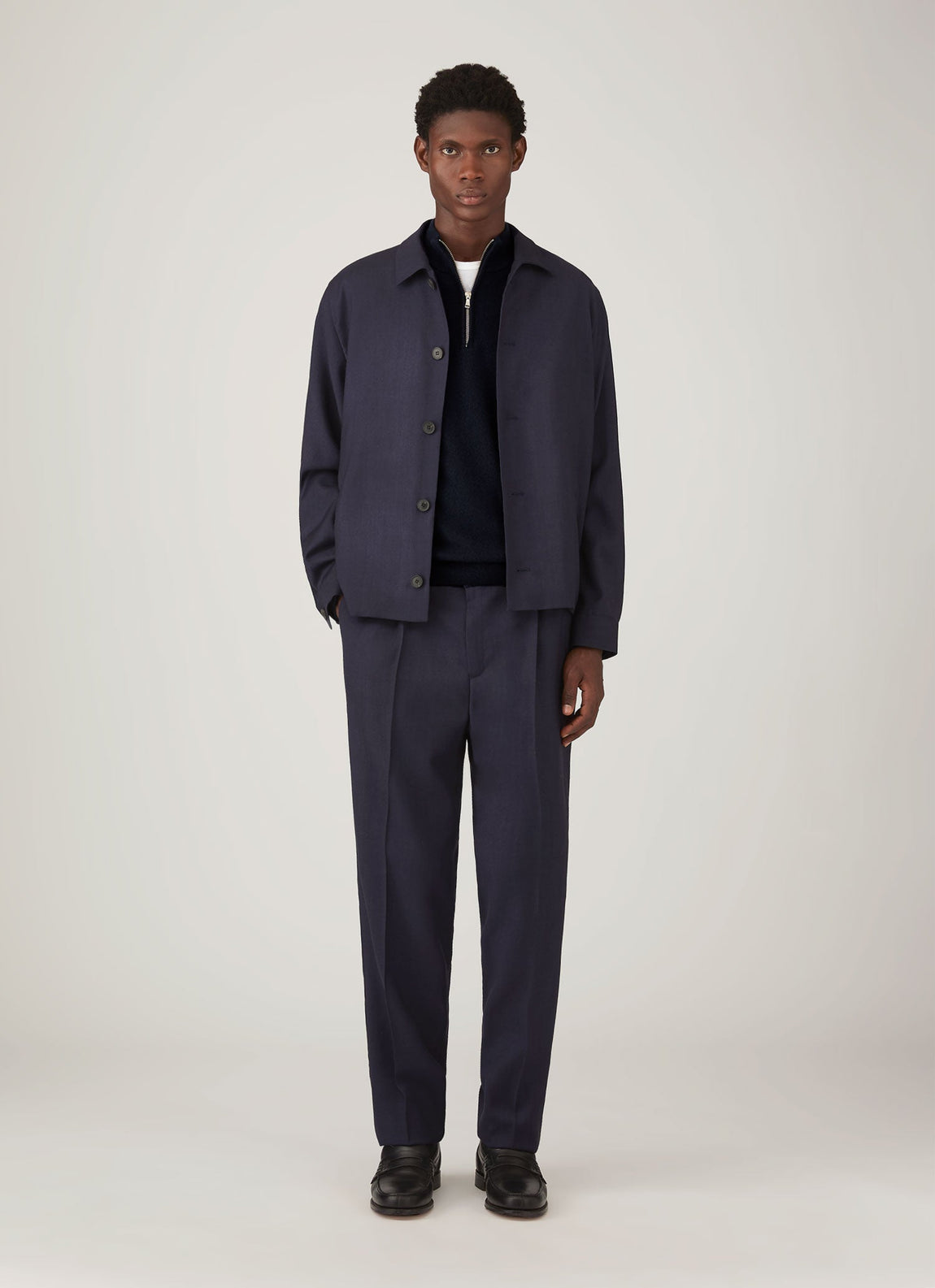 Men's Cashmere Half Zip Jumper in Navy