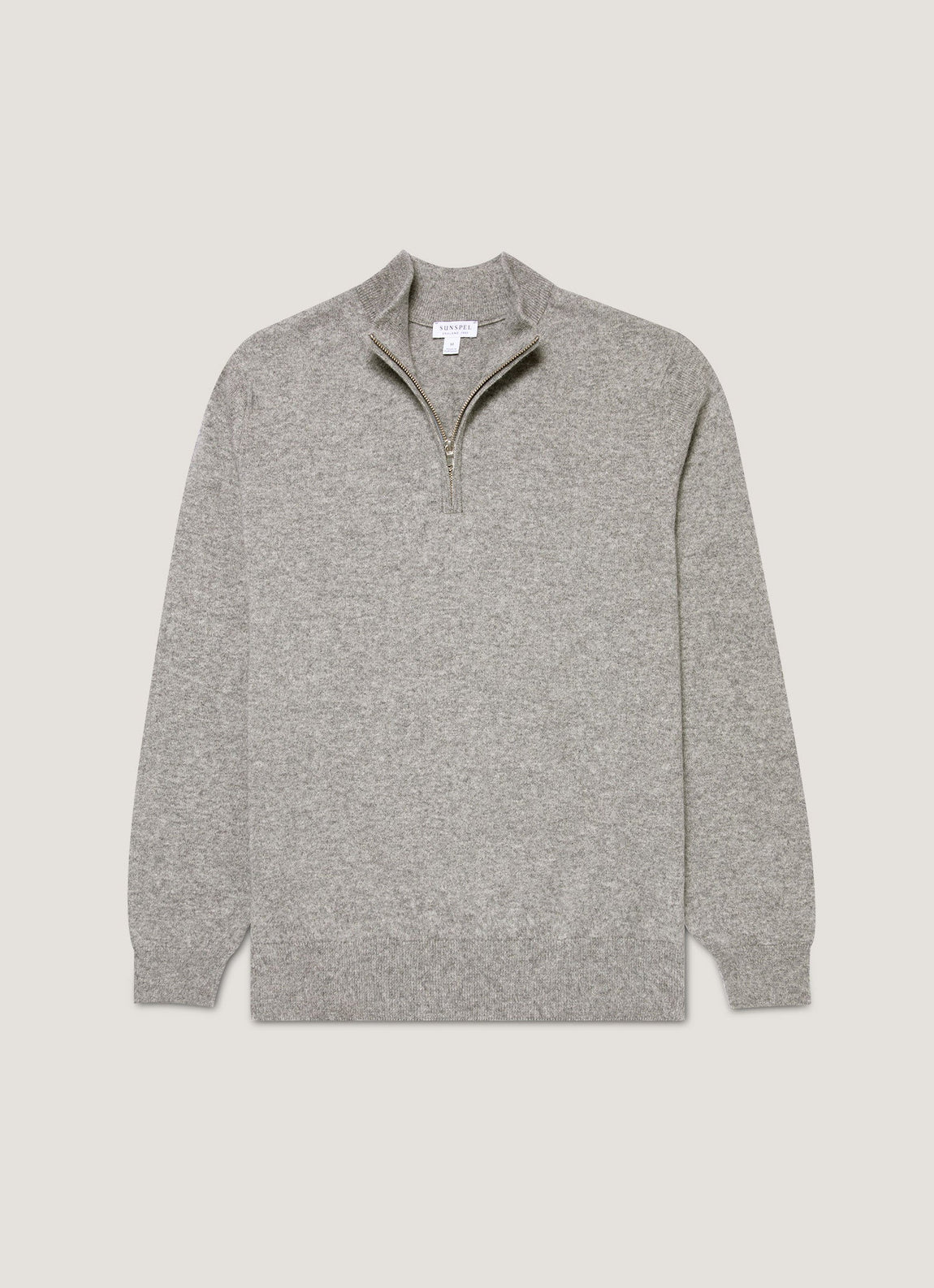 Men's Cashmere Half Zip Jumper in Grey Melange