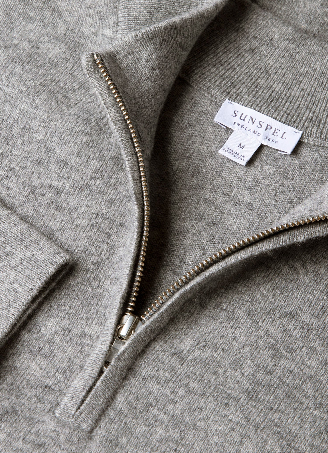 Men's Cashmere Half Zip Jumper in Grey Melange