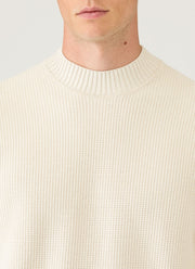Men's Cotton Crew Neck Jumper in Ecru