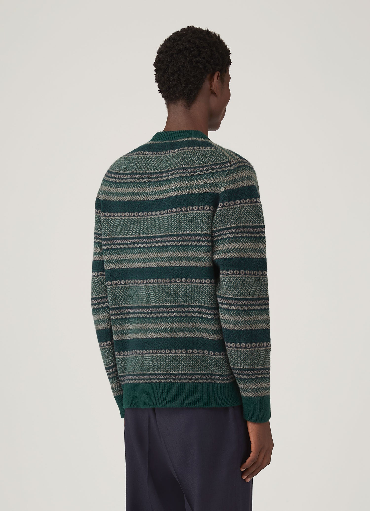 Men's Lambswool Fair Isle Jumper in Holly Green