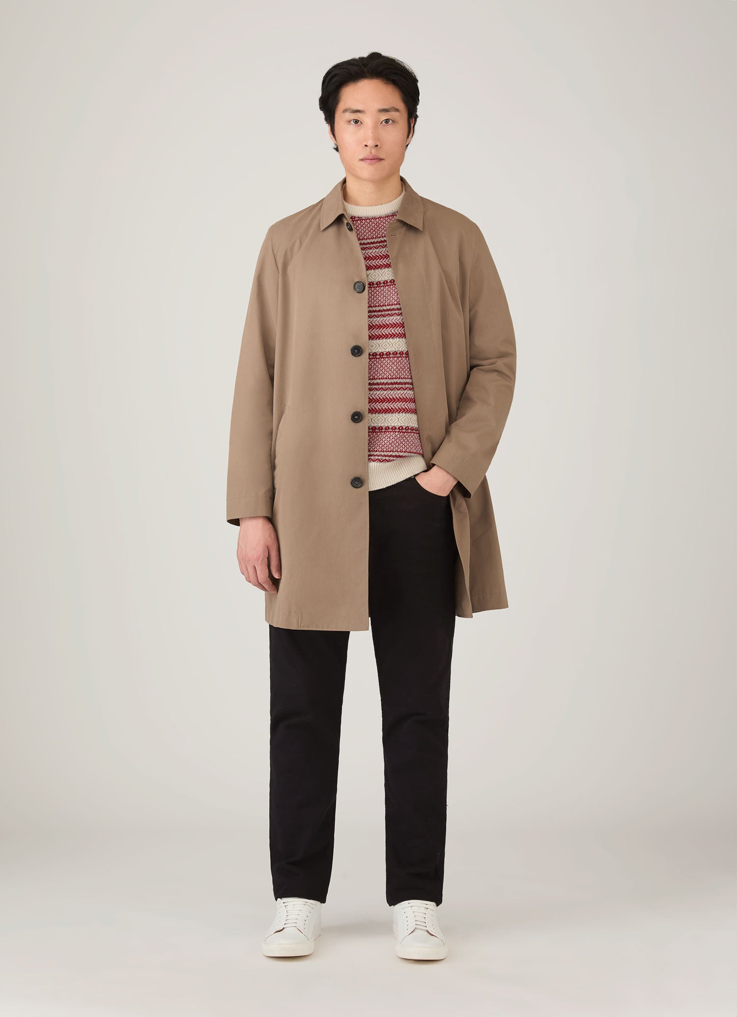 Men's Lambswool Fair Isle Jumper in Bright Red