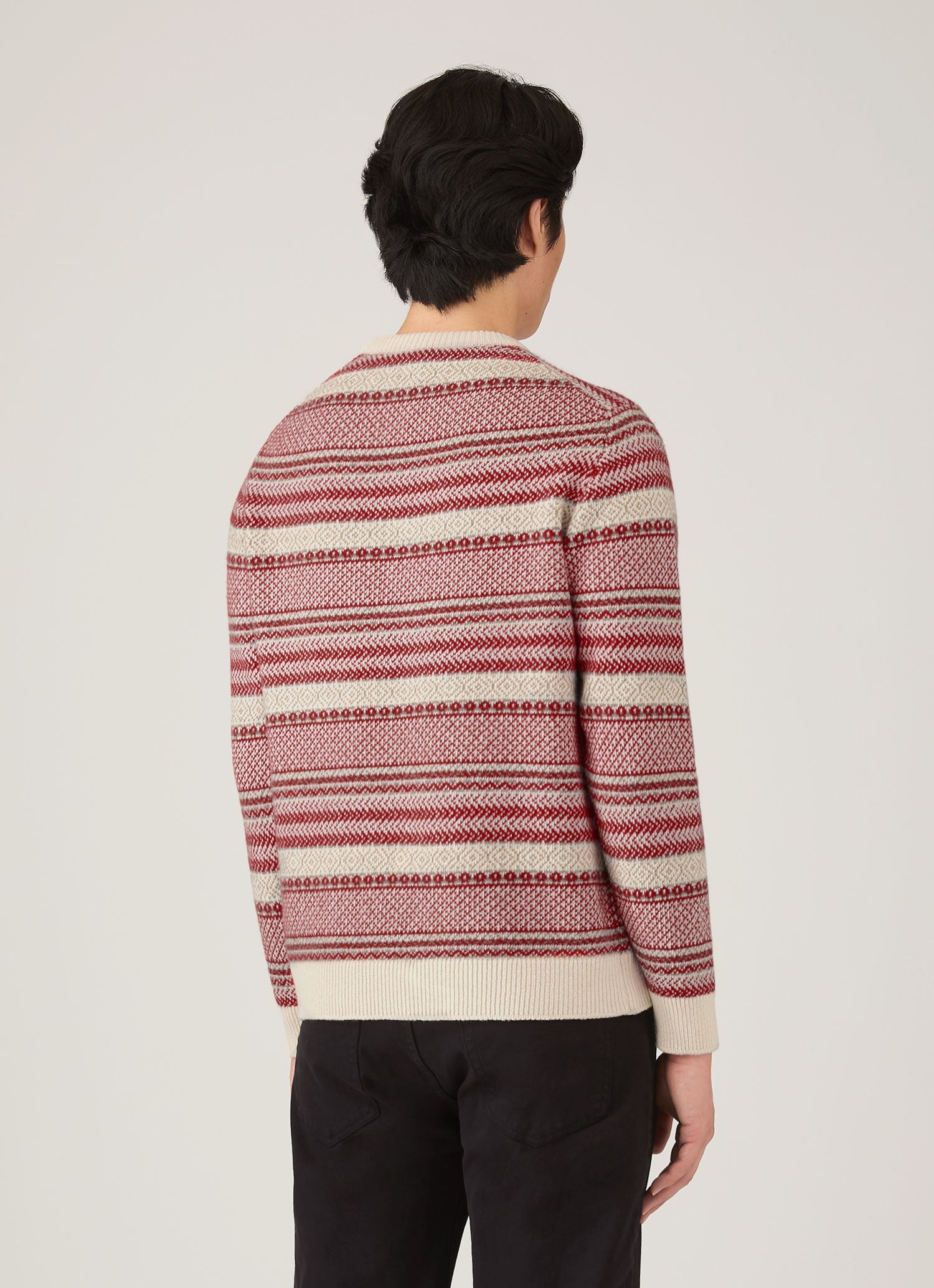 Men's Lambswool Fair Isle Jumper in Bright Red