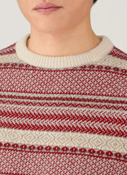 Men's Lambswool Fair Isle Jumper in Bright Red