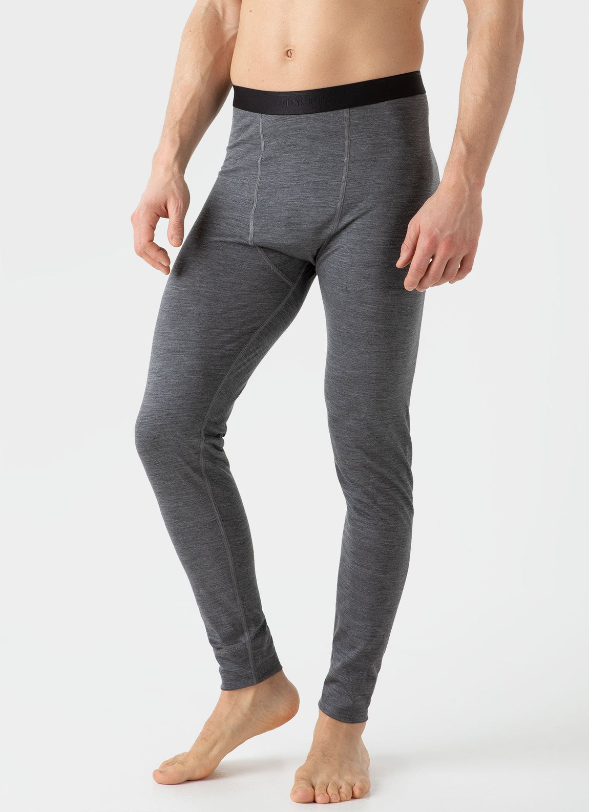 Men's Merino Long John Base Layer in Mid Grey Melange