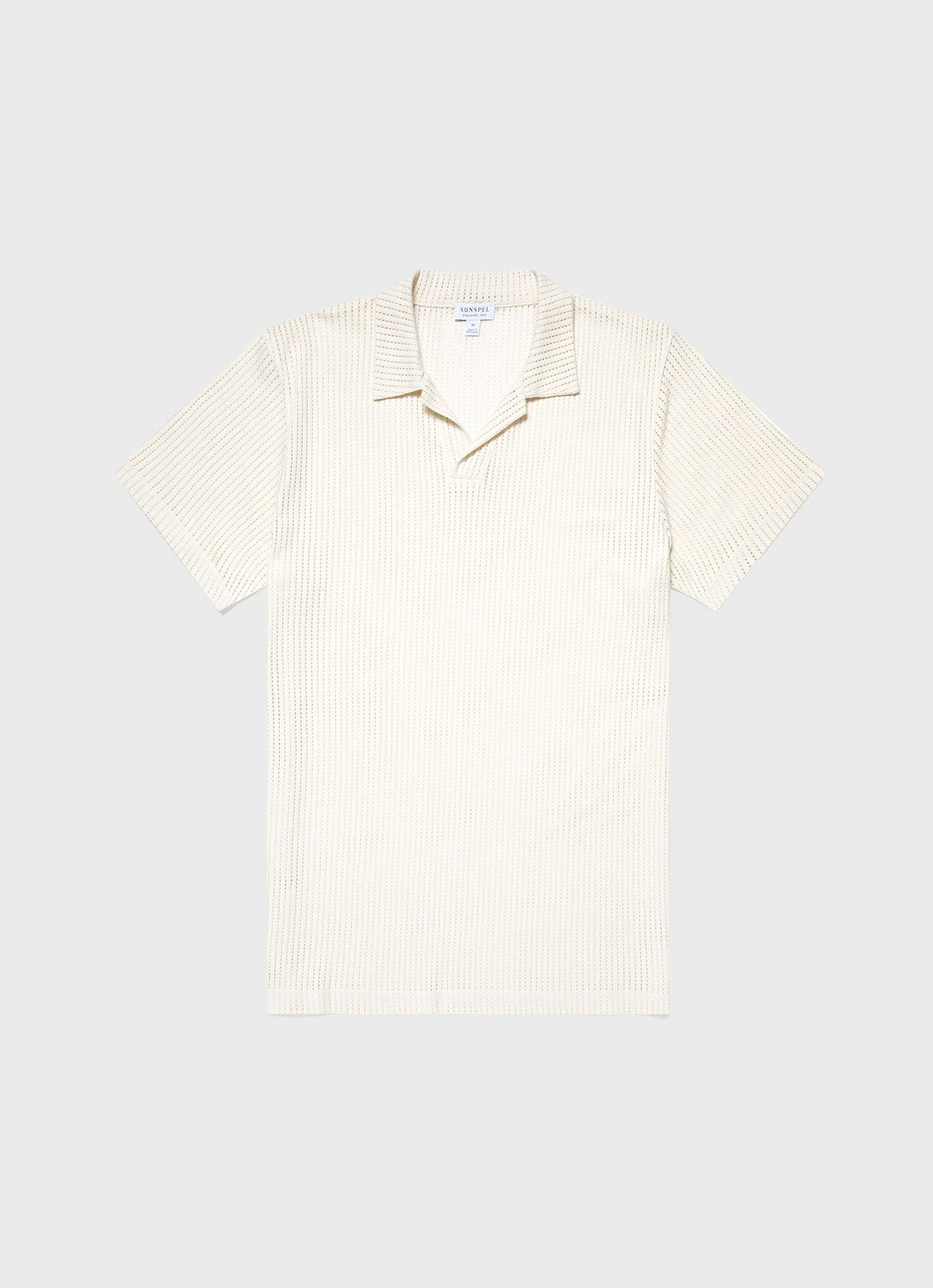 Men's Linear Mesh Polo Shirt in Ecru