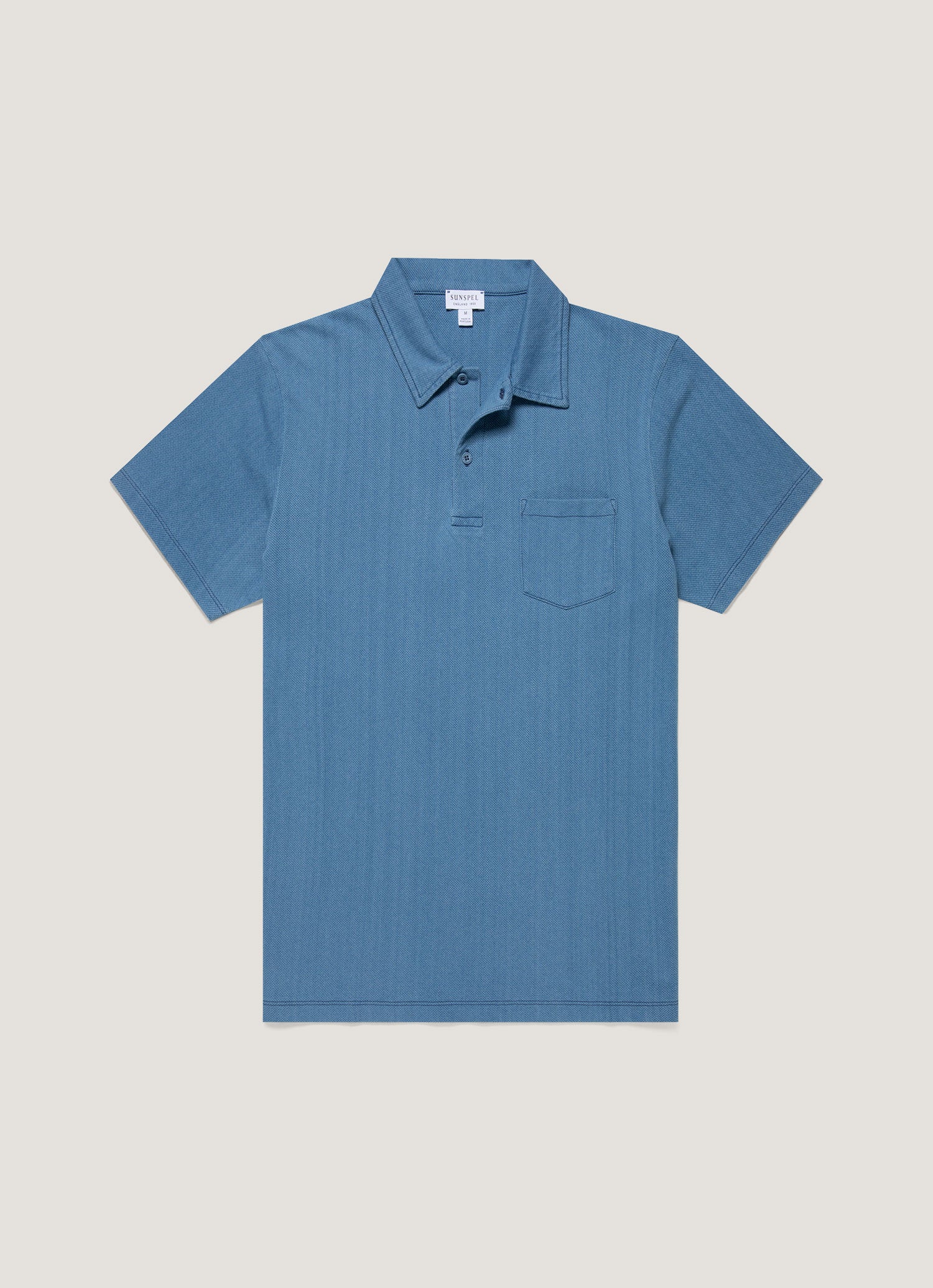 Men's Riviera Polo Shirt in Mid Indigo Wash