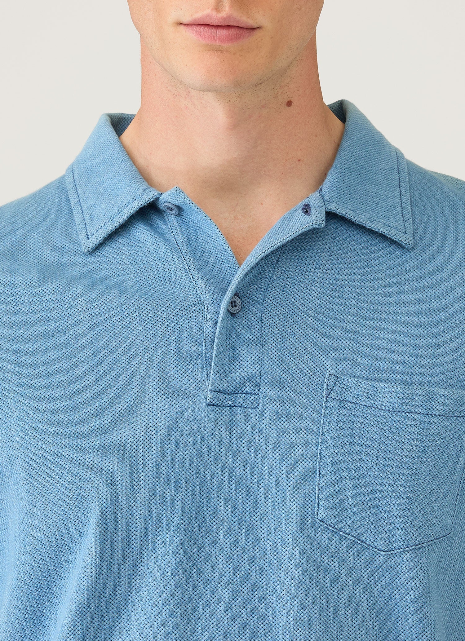 Men's Riviera Polo Shirt in Mid Indigo Wash
