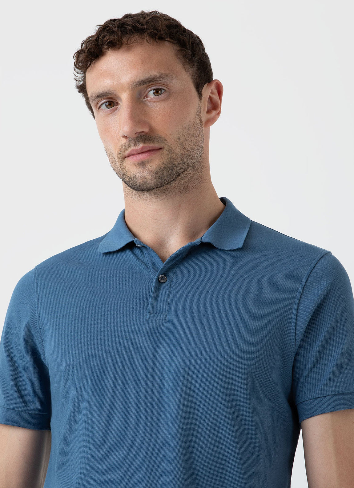 Men's Piqué Polo Shirt in Steel Blue