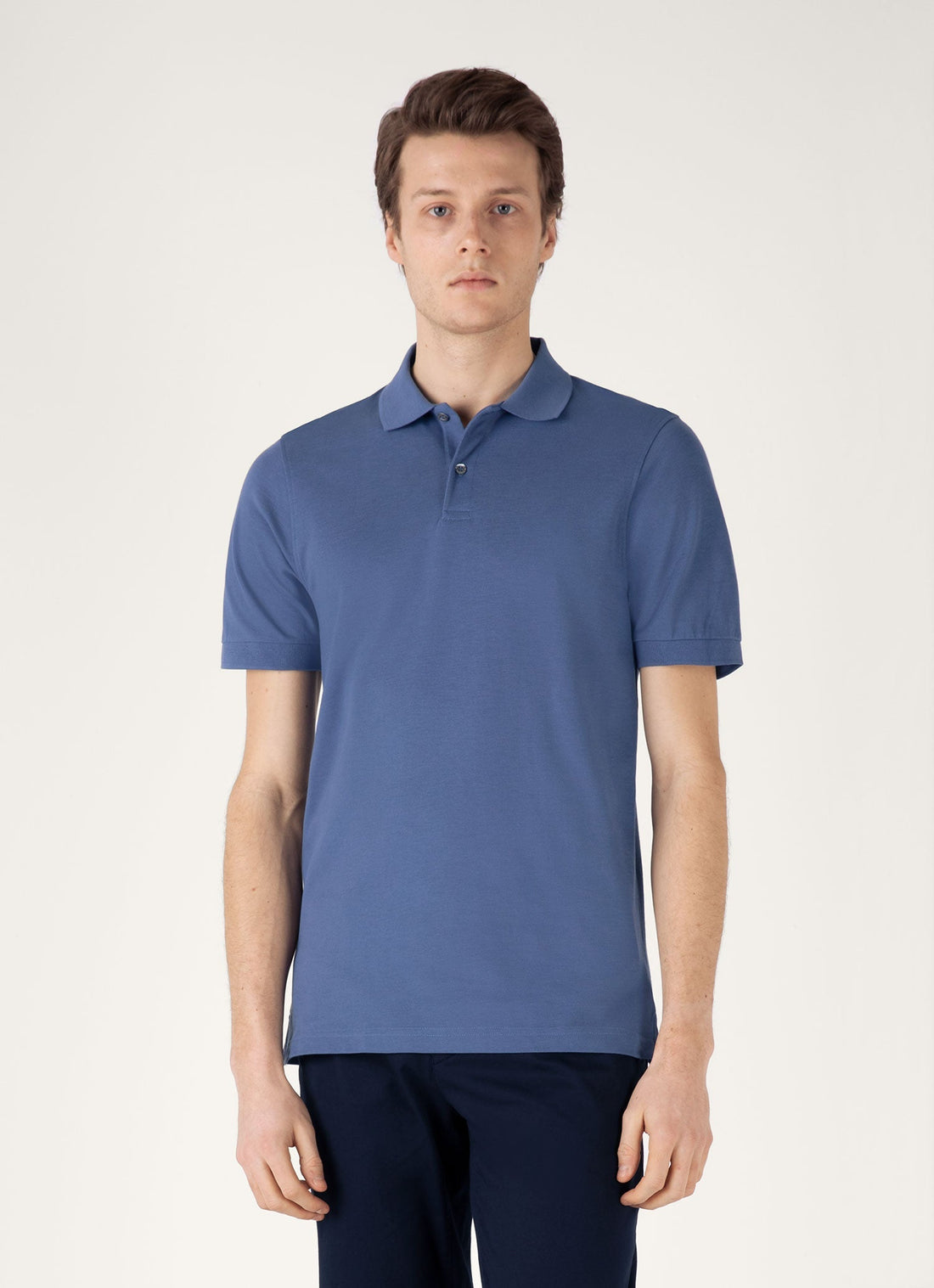 Men's Piqué Polo Shirt in Soft Denim
