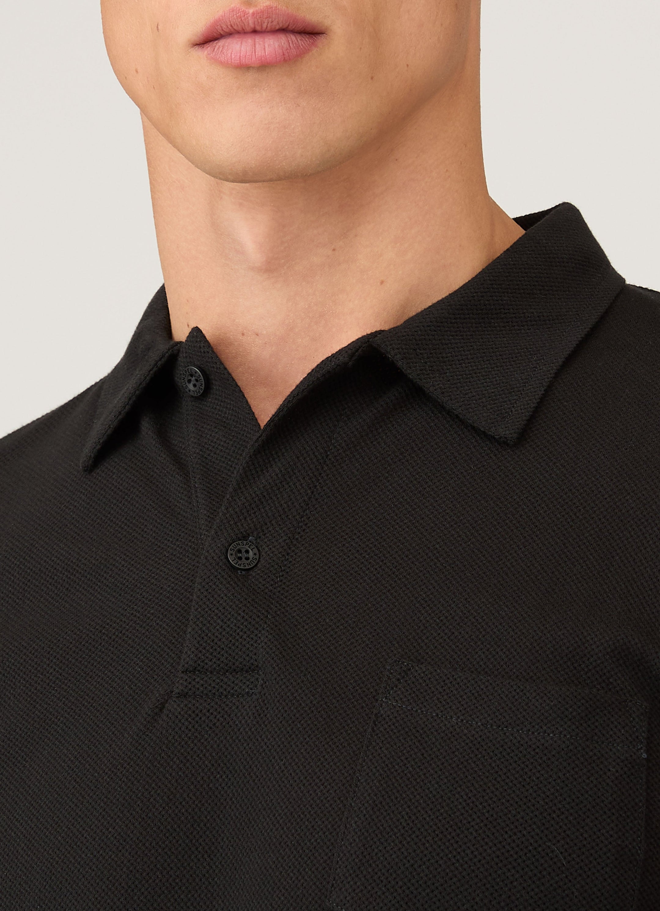 Men's Riviera Long Sleeve Polo Shirt in Black