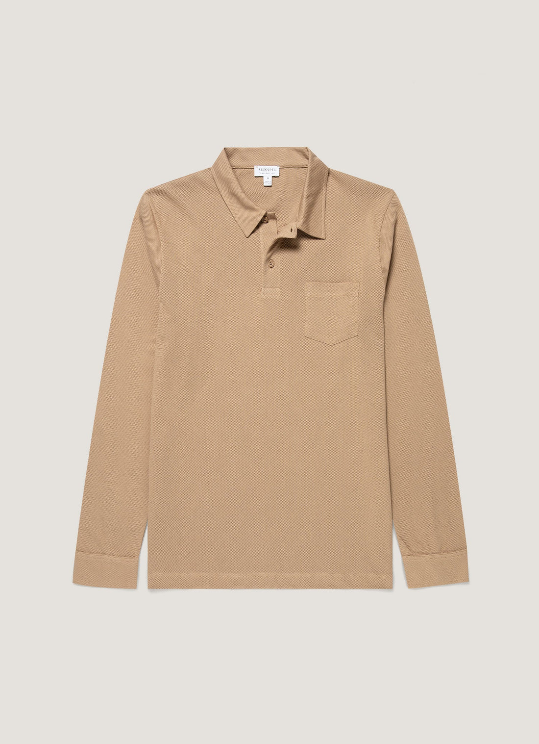 Men's Long Sleeve Riviera Polo Shirt in Dark Beige
