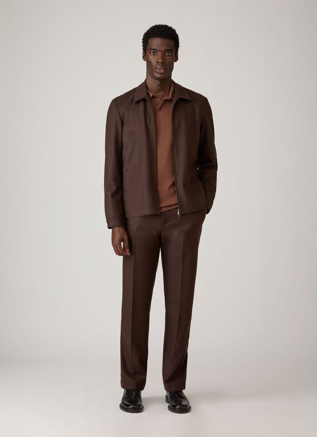 Men's Long Sleeve Riviera Polo Shirt in Chestnut