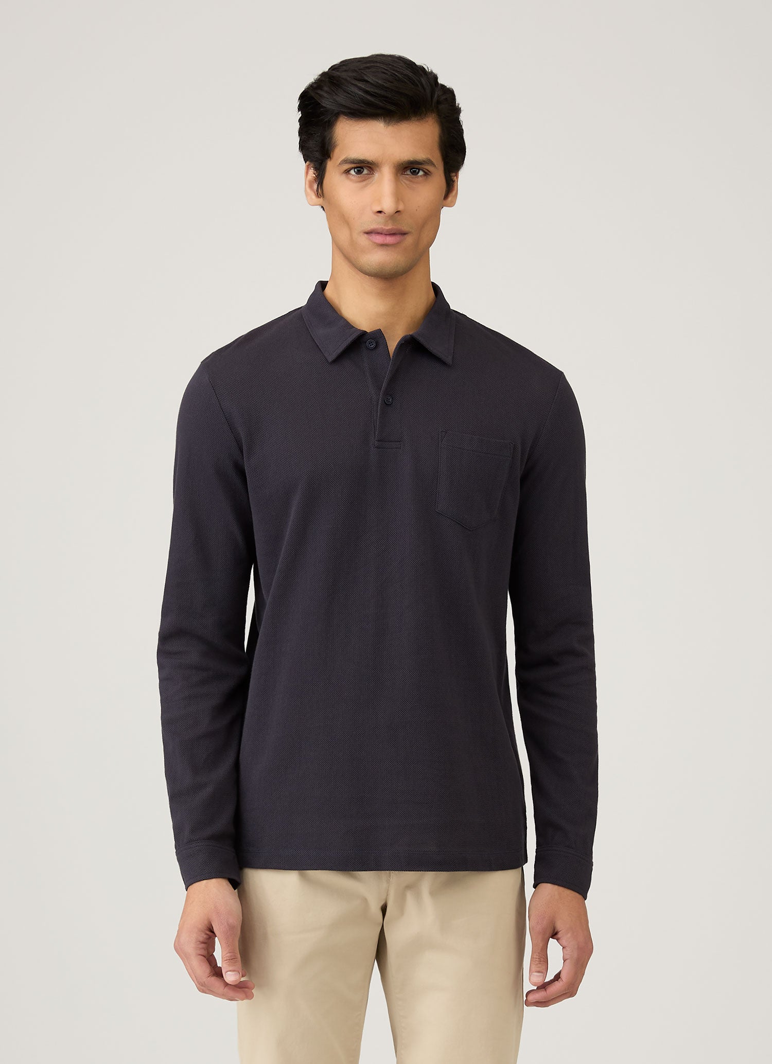 Men's Riviera Long Sleeve Polo Shirt in Navy