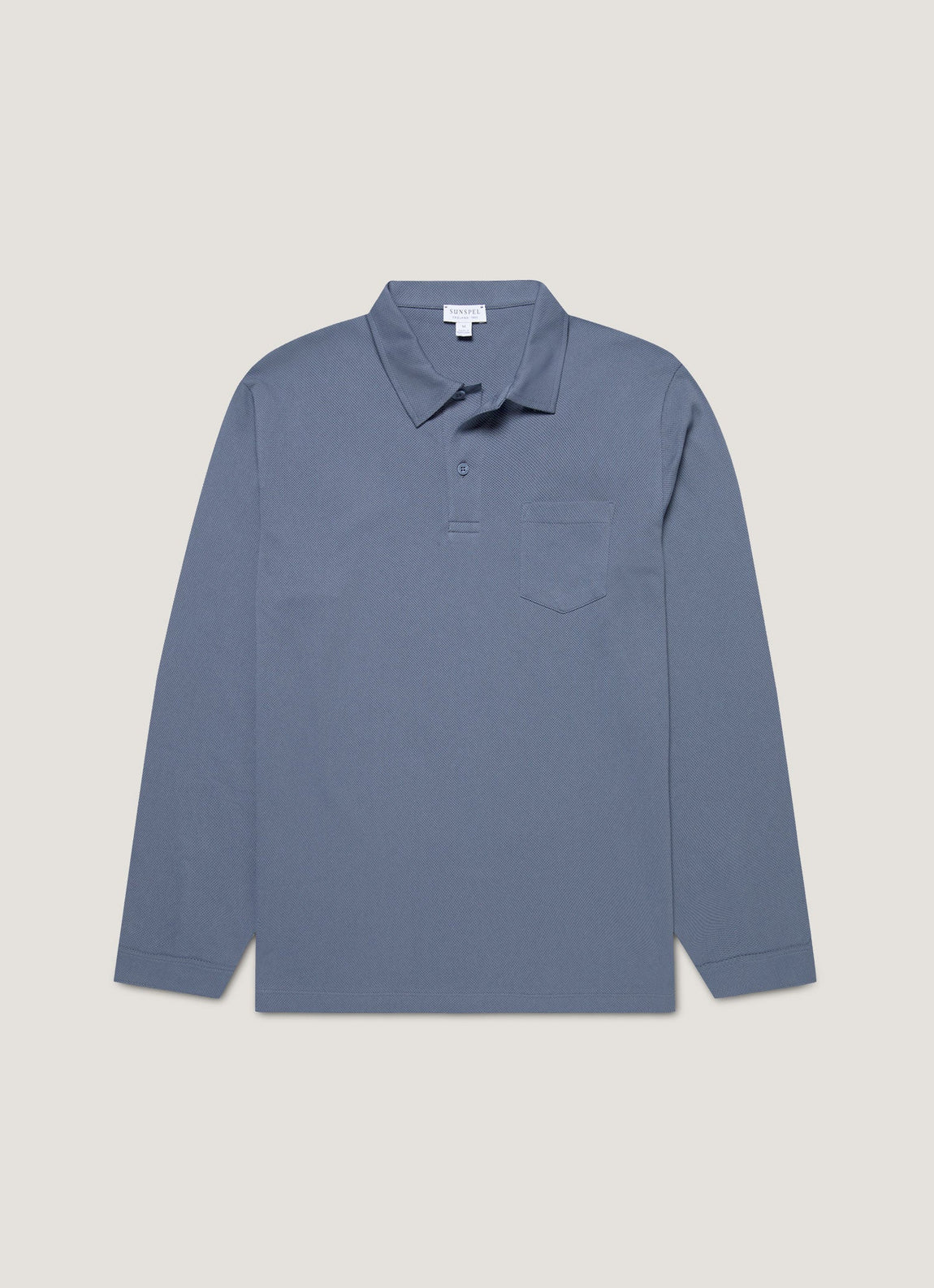 Men's Long Sleeve Riviera Polo Shirt in Selvedge Blue