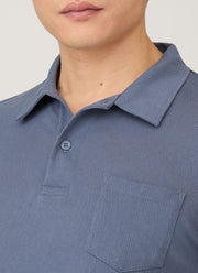 Men's Long Sleeve Riviera Polo Shirt in Selvedge Blue