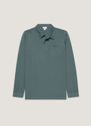 Men's Long Sleeve Riviera Polo Shirt in Dark Petrol