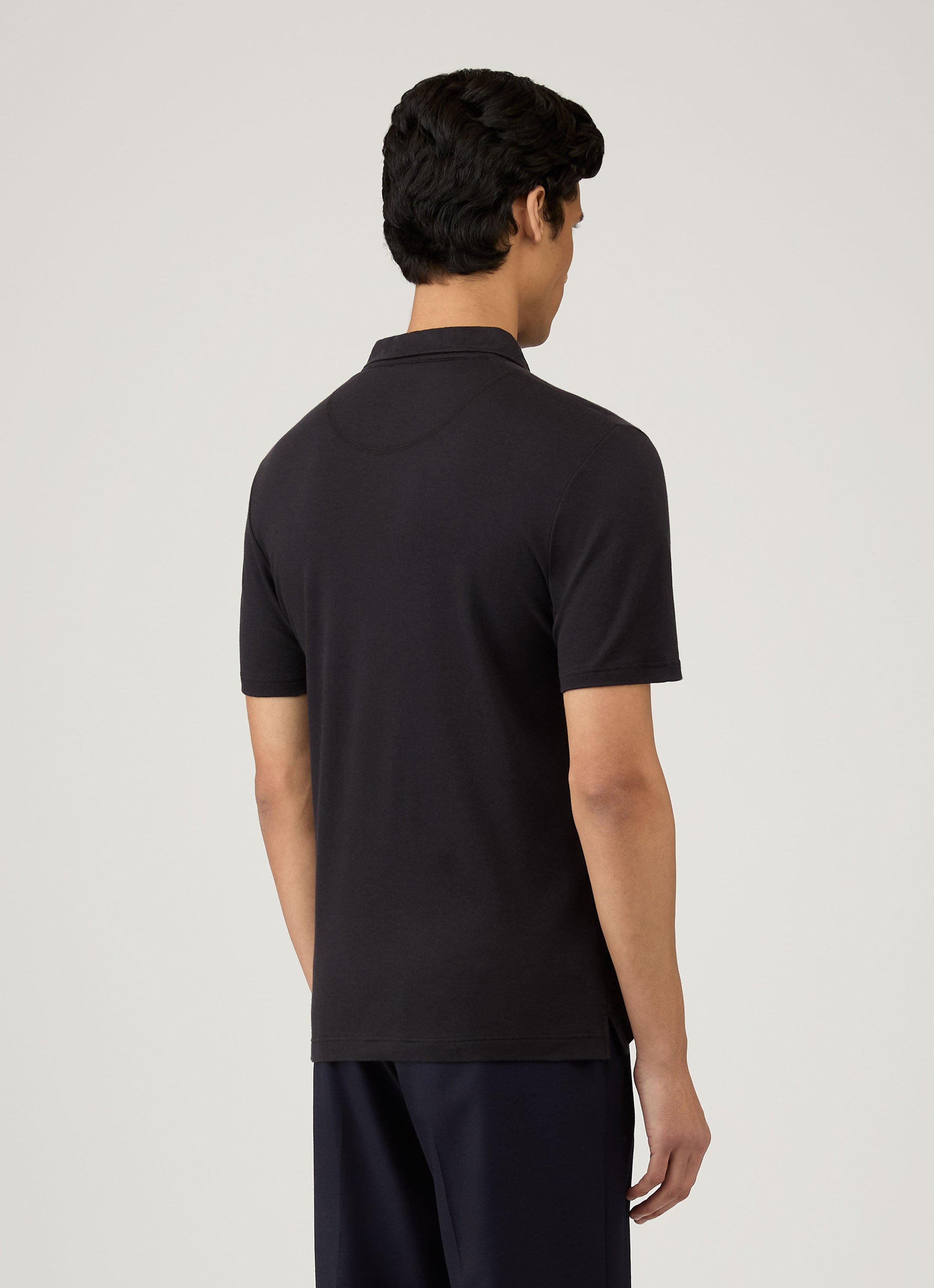 Men's Sea Island Cotton Jersey Polo Shirt in Black