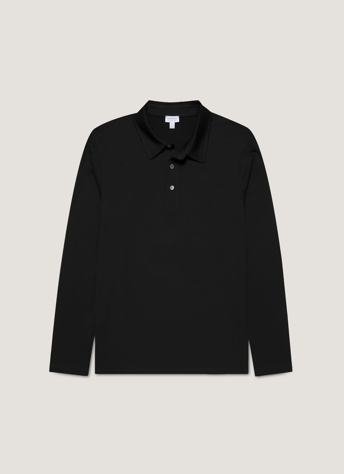 Men's Long Sleeve Classic Jersey Polo Shirt in Black