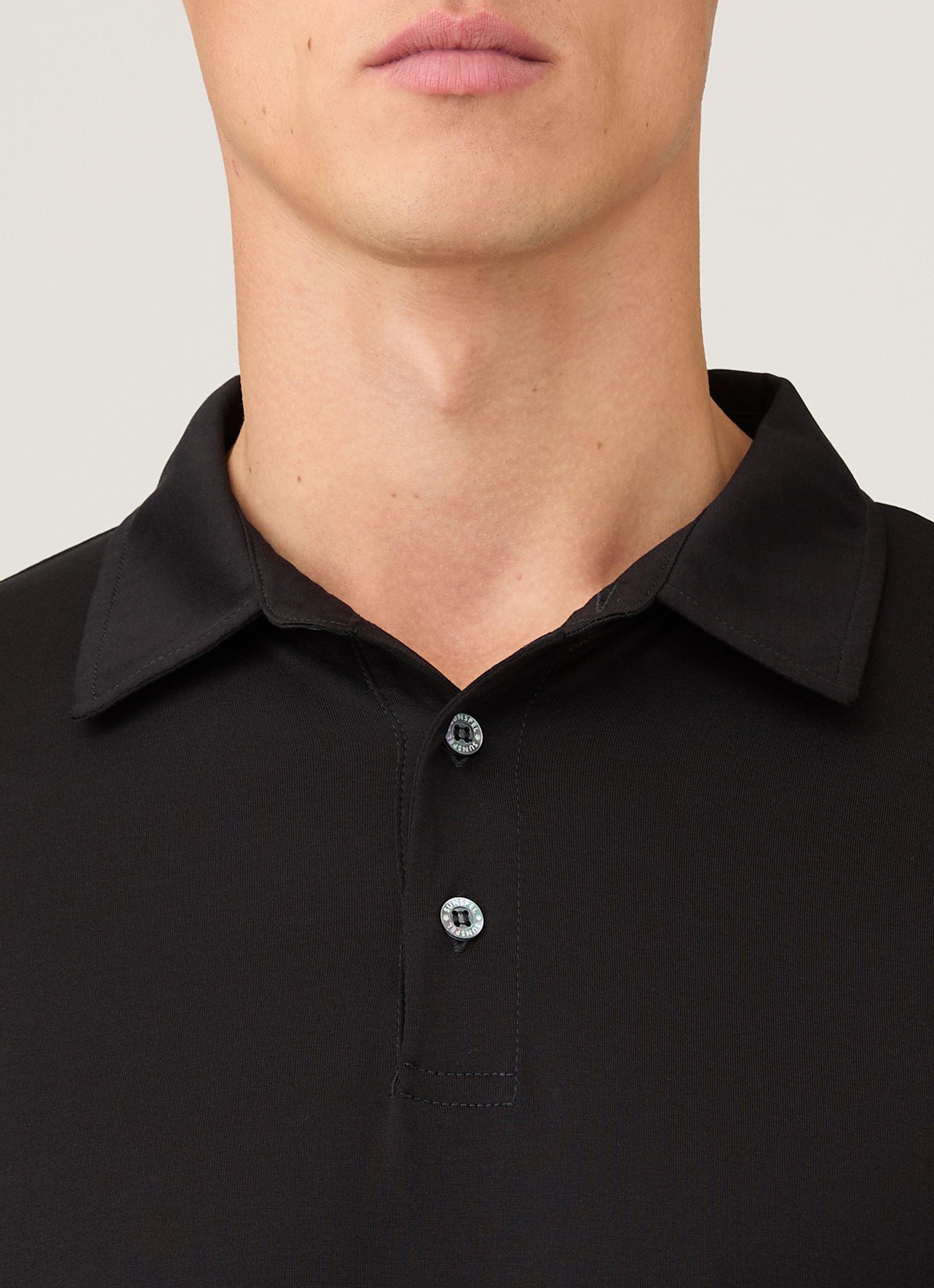 Men's Long Sleeve Classic Jersey Polo Shirt in Black