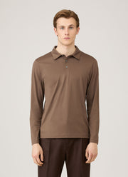 Men's Long Sleeve Classic Jersey Polo Shirt in Bark