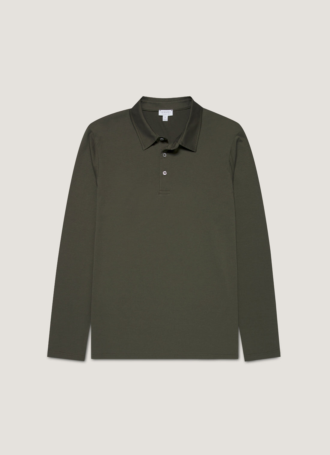 Men's Long Sleeve Classic Jersey Polo Shirt in Dark Green
