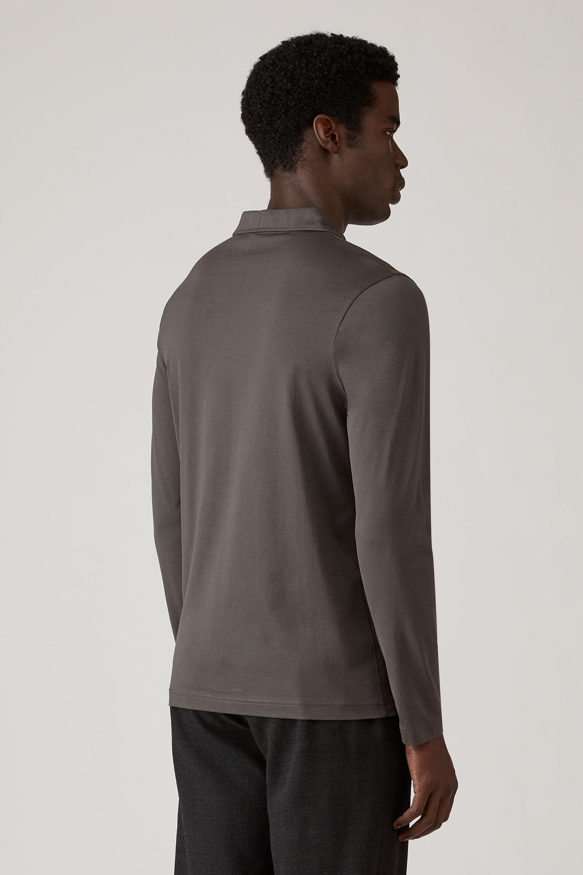 Men's Long Sleeve Classic Jersey Polo Shirt in Anthracite