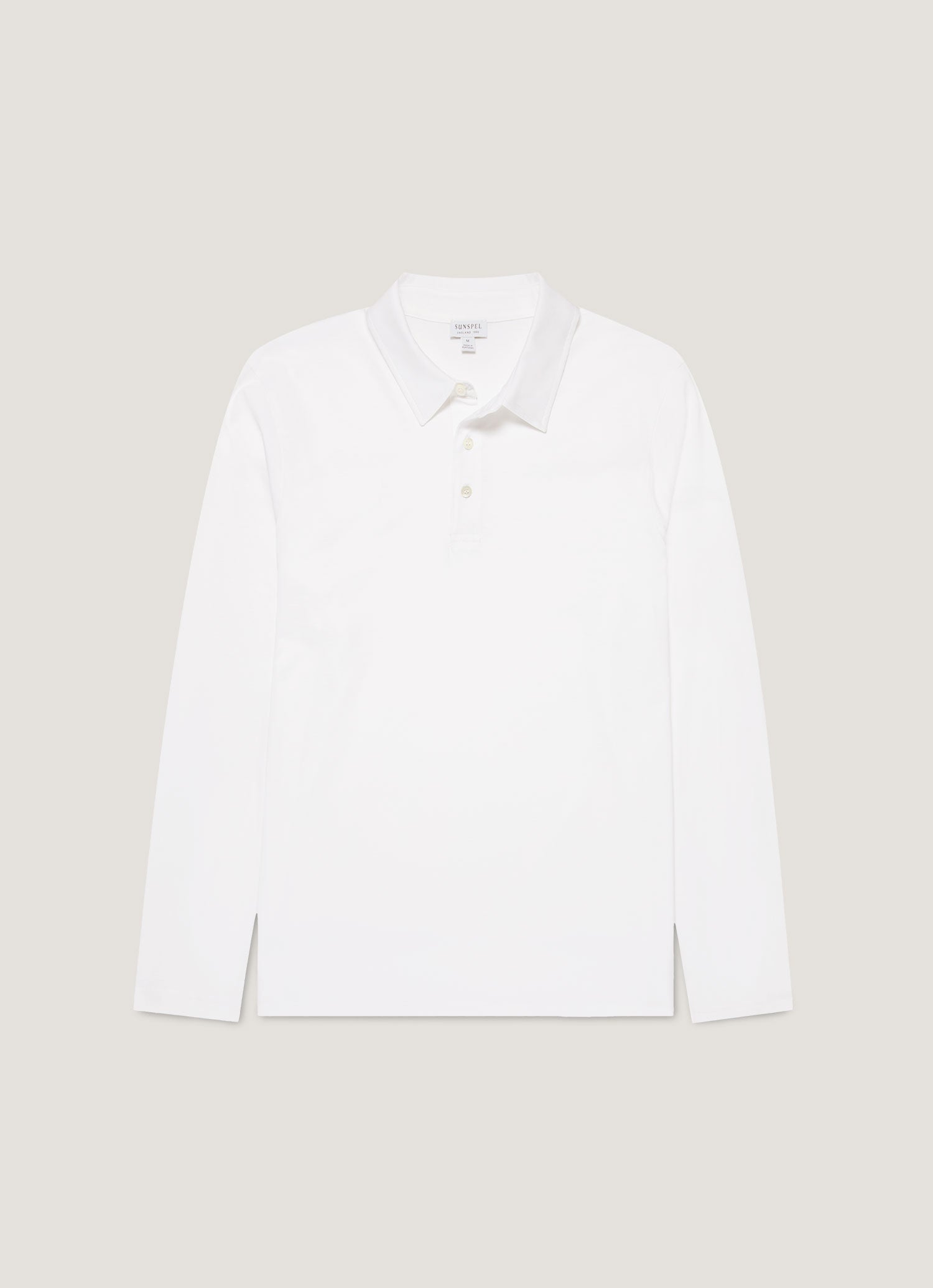 SUNSPEL（サンスペル）ロングスリーブ　ポロシャツ ジャージー ロングスリーブ ポロシャツ （White）| Sunspel