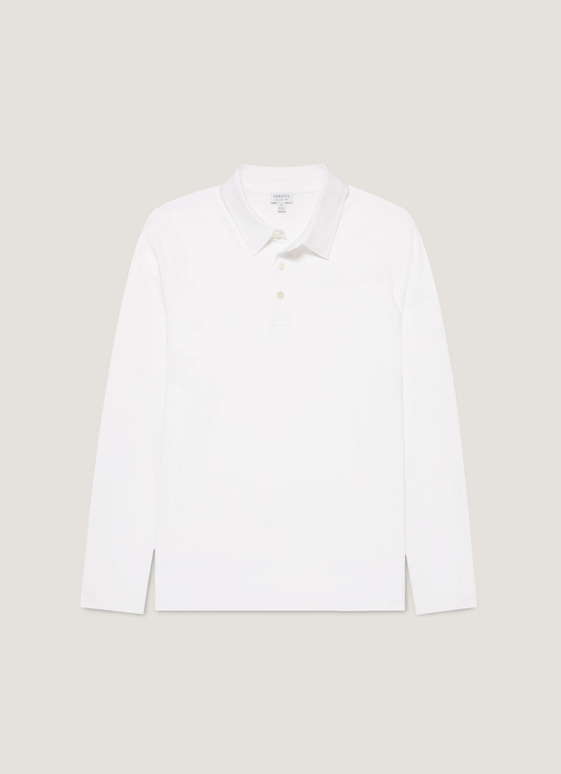 Men's Long Sleeve Classic Jersey Polo Shirt in White
