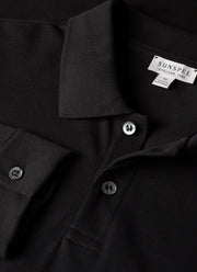 Men's Long Sleeve Piqué Polo Shirt in Black