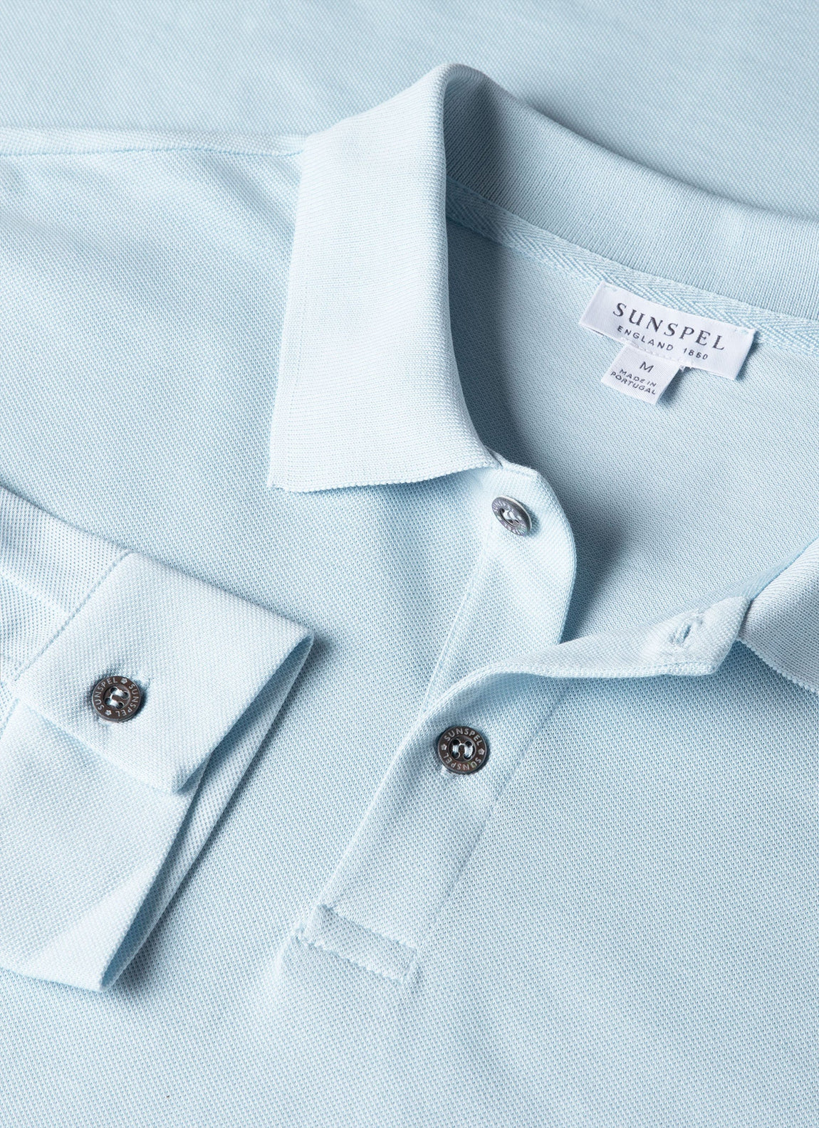 Men's Long Sleeve Piqué Polo Shirt in Frost Blue