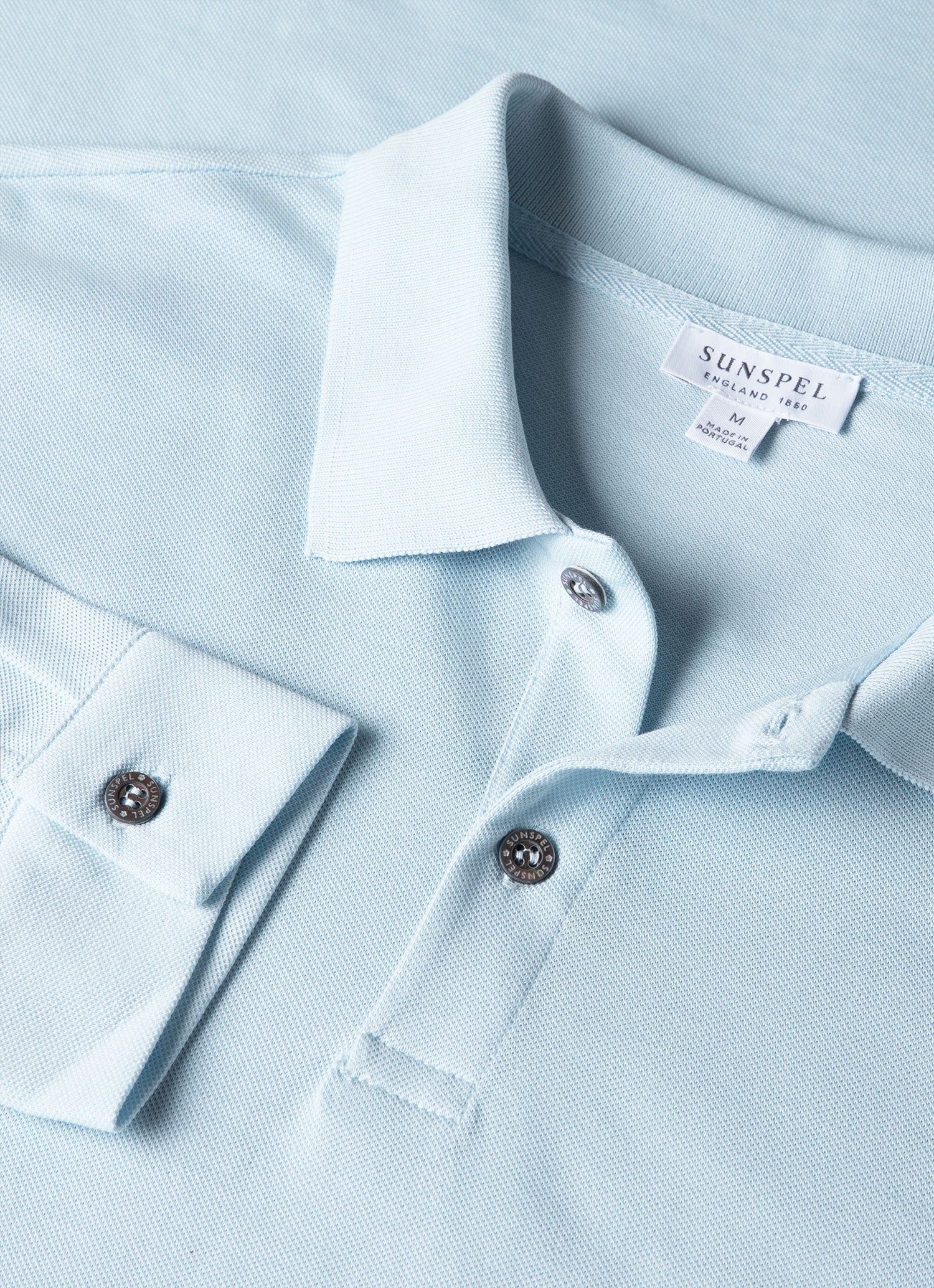 Men's Long Sleeve Piqué Polo Shirt in Frost Blue