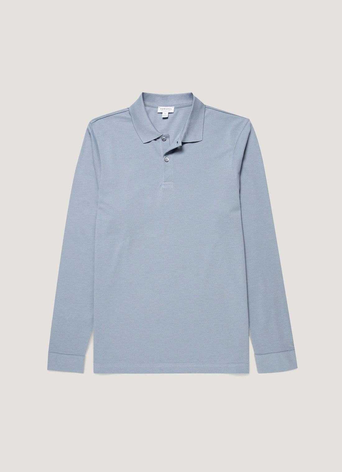 Men's Long Sleeve Piqué Polo Shirt in Powder Blue