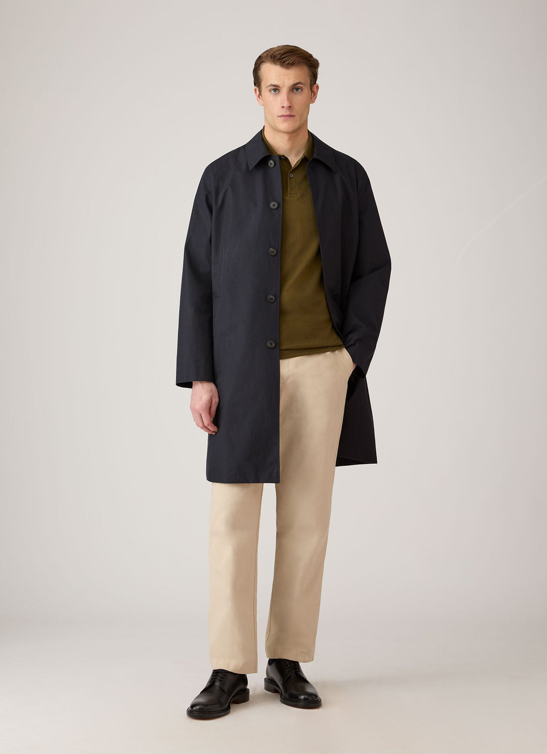 Men's Long Sleeve Piqué Polo Shirt in Loden Green
