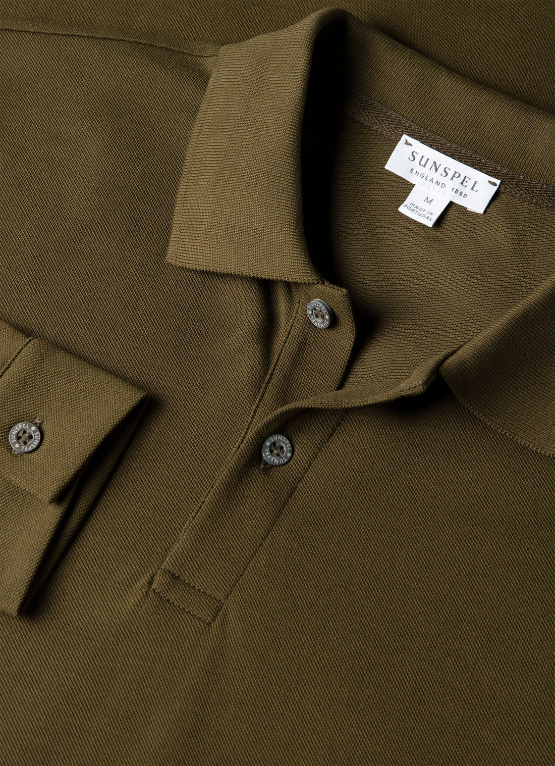 Men's Long Sleeve Piqué Polo Shirt in Loden Green