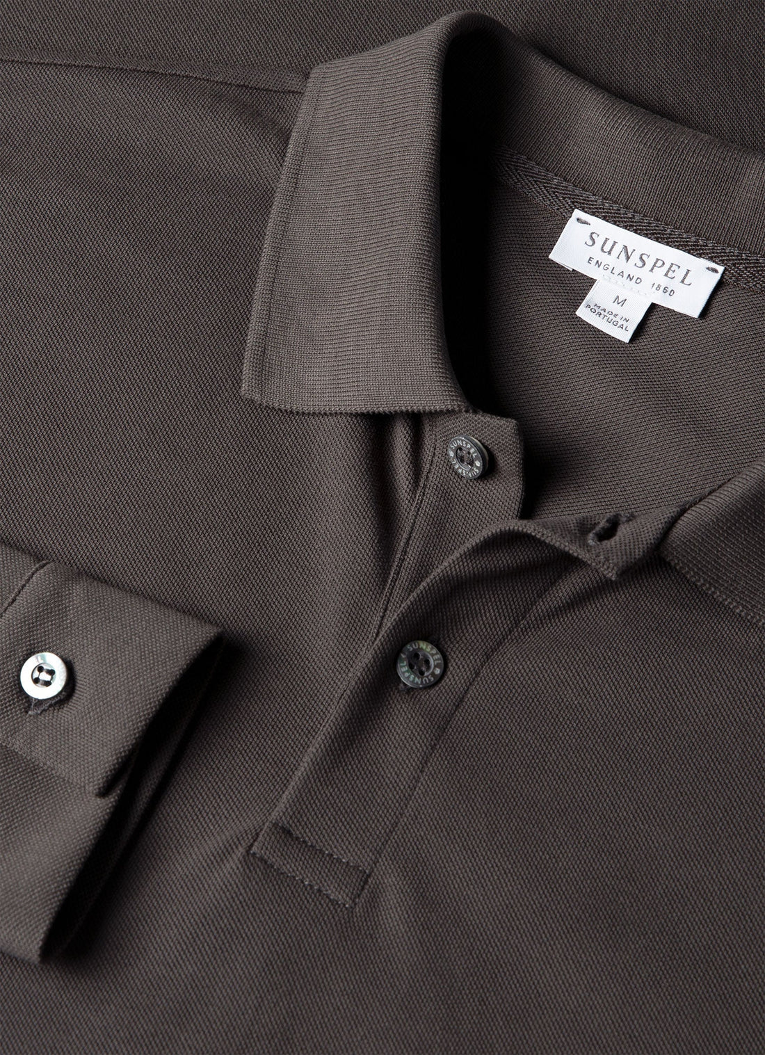 Men's Long Sleeve Piqué Polo Shirt in Anthracite