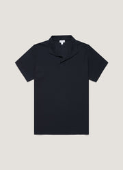 Men's Textured Jersey Polo Shirt in Midnight Navy